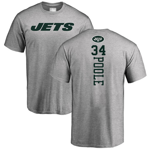 New York Jets Men Ash Brian Poole Backer NFL Football #34 T Shirt->new york jets->NFL Jersey